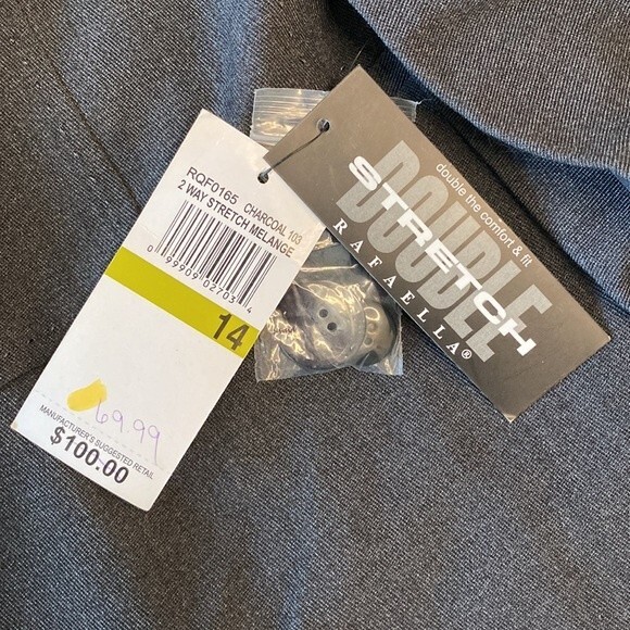Rafaella 2 Button Stretch Blazer Jacket with Pockets in Grey - Size 14 - Picture 5 of 7